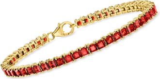Ross-Simons Garnet Tennis Bracelet in 18kt Gold Over Sterling