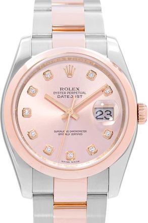 Rolex Pre-owned Rolex Datejust 36 Automatic Chronometer Diamond Pink Dial Mens Watch 116201 PDO
