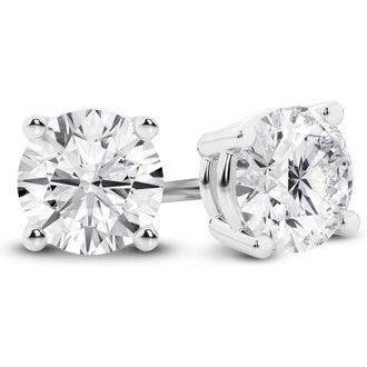 Grown Brilliance 14K White Gold IGI Certified 6 Carat Round Cut Lab Grown Diamond Stud Earrings for Women, VS Clarity, E-F Color