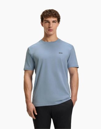 HUGO BOSS Mens Ribbed Collar Crew Neck Short Sleeve Polo Shirt - Navy - Size: 42