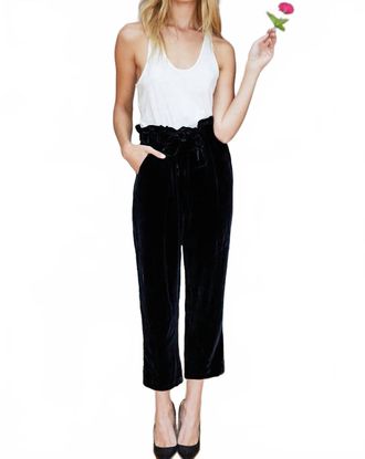 Emerson Fry Paris Cropped Silk Pants In Black Velvet