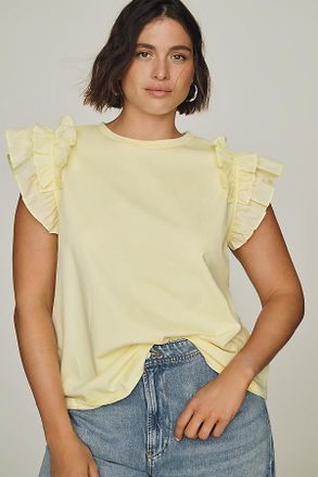 English Factory Cotton Ruffle-Sleeve Top