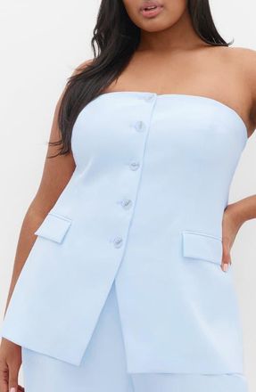 City Chic Cutaway Hem Strapless Top in Sky Blue at Nordstrom, Size 12W