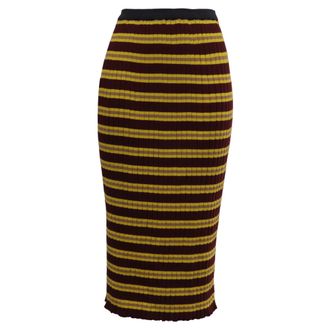 Marni Striped Ribbed-Knit Midi Skirt in Multicolor Cotton