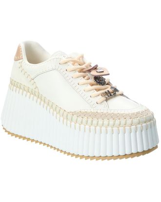 Chlo&eacute; Nama Leather Wedge Sneaker