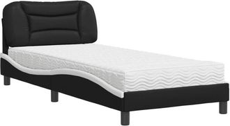 vidaXL Cama Con Colch&oacute;n Cuero Sint&eacute;tico Negro Y Blanco 90x200 Cm Vidaxl