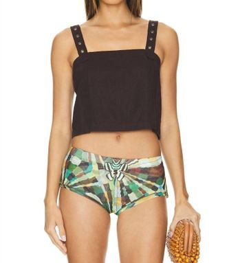 Free People Syd Grommet Tank Top In Washed Black
