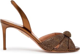 Aquazzura Aquazzura Italian Flirt 75 Embellished Metallic Nappa Sandals - Brown - 36 (IT36 / UK3)