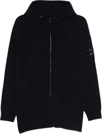 C.P. Company zip-up hooded jacket - men - Wool/Polyamide - M - Black
