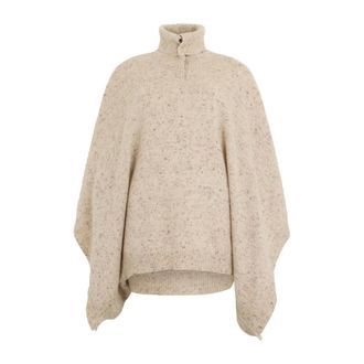 Fabiana Filippi Poncho in Maglia Maculata - - Jackets - Donna - Beige - ONE SIZE