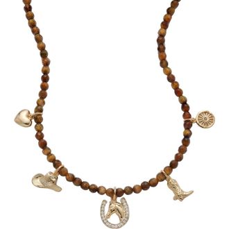 Argento Vivo Tigers Eye Charm Necklace in Gold at Nordstrom