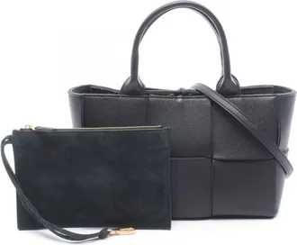 Bottega Veneta Black Leather Handbag Tote Bag (Pre-Owned)