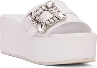 BEAUTIISOLES Dita Platform Slide Sandal in White at Nordstrom, Size 10