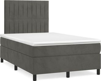vidaXL Vidaxl - Cama Box Spring Colch&oacute;n Y Led Terciopelo Gris Oscuro 120x190 Cm