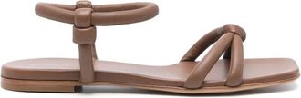 Gianvito Rossi Flat Sandals, female, Brown, Size: 6 1/2 US Brown Flat Shoes Ankle Strap