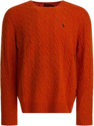 Polo Ralph Lauren Oranje Cable Knit Sweater Aw 25 - Heren - Ronde hals truien - Oranje - XL - Wol - Truien & Vesten