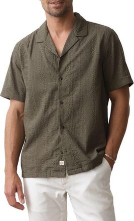 Marine Layer Eyelet Cotton Camp Shirt in India Ink at Nordstrom, Size Xx-Large