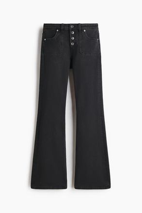 H&M Flared Regular Jeans in Washed Black at Nordstrom, Size 18
