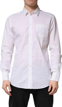 Dolce & Gabbana White GOLD Cotton Collared Formal Dress Mens Shirt
