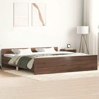 vidaXL Estructura De Cama Con Cabecero Piecero Roble Marr&oacute;n 160x200 Cm Vidaxl