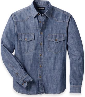 Paul Fredrick Slim Fit Fleetwood Denim Solid Western Shirt