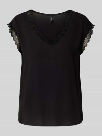 Only Loose Fit Blusentop mit Spitzenbesatz Modell JASMINA in Black, Gr&ouml;&szlig;e XS