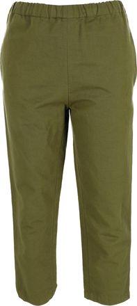 Marni Elastic Waistband Cropped Pants in Olive Cotton