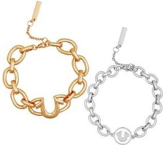 True Religion Set of 2 Two-Tone Logo Chain Bracelets in Two Tone at Nordstrom Rack