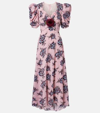 Rodarte Floral-appliqu&eacute; silk gown
