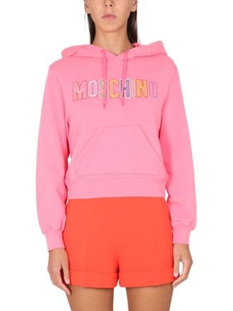 Moschino Pink Logo Hood Sweatshirt