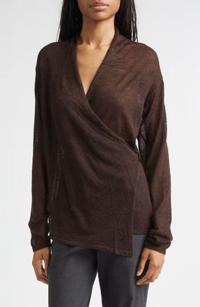 Paloma Wool Sudi Baby Alpaca & Merino Wool Blend Wrap Sweater in Brown at Nordstrom, Size X-Small