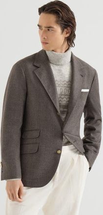 Brunello Cucinelli Moulin&eacute; virgin wool twill deconstructed Cavallo blazer in Brown at Nordstrom, Size 48