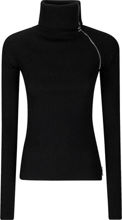 Sportmax Maglione a coste con zip - Nero