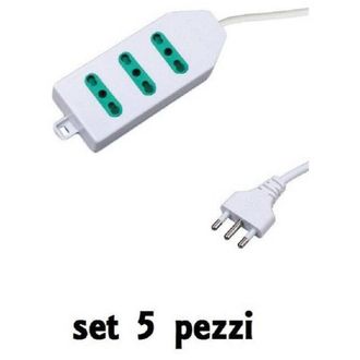 Trade Shop Trade Shop - Set 5 Pezzi Multipresa Elettrica Bipasso Multi Prese 3 Posizioni Posti 25000w