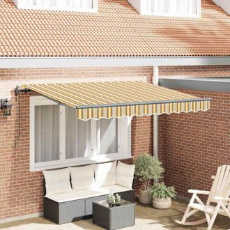 vidaXL Toldo Retr&aacute;ctil Amarillo Y Gris 250 X 200 Cm Tela Vidaxl
