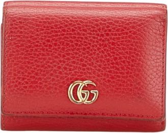 Gucci Red Color Leather Wallet (Tri-Fold) (Pre-Owned)