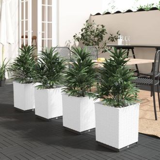 Berkfield Home Planters 4 pcs White 30x30x37 cm Polypropylene | Size: 30 x 30 x 37 cm