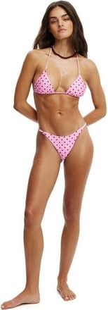 Cotton On Womens Micro String Triangle Bikini Top in Missy Spot Bon Bon at Nordstrom, Size Medium