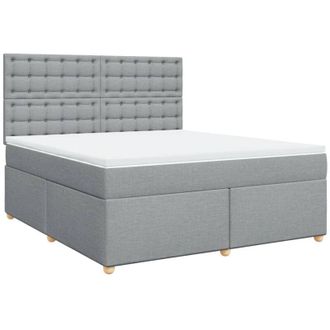vidaXL Vidaxl - Cama Box Spring Con Colch&oacute;n Tela Gris Claro 180x200 Cm
