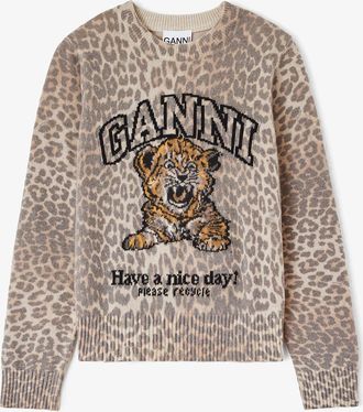Ganni Brown Jumper with Tiger