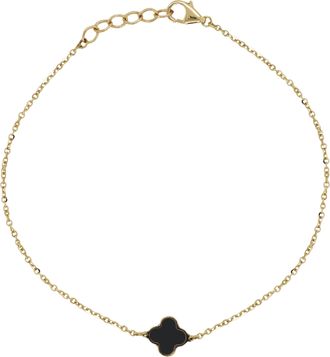 Italian Gold, Inc 14K Yellow Gold Small Single Clover Bracelet - Onyx