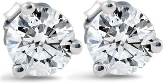 Pompeii3 1 ct Round Diamond Studs 14k White Gold Clarity Enhanced