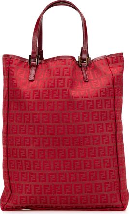 Fendi Pre-owned Womens Zucca Tote Bag Iconic Pattern - Red Textile - One Size