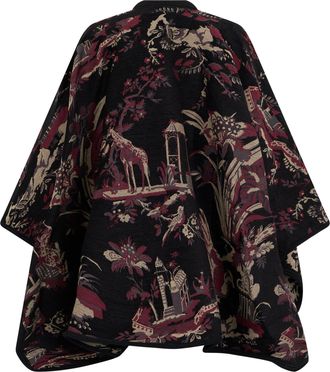 Etro Womens Cape With Paisley Pattern, Black Cotton Capes Jacket
