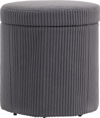 HOMCOM Round Storage Ottoman with Lid - Vanity Stool with Storage - Grey | TJ Hughes