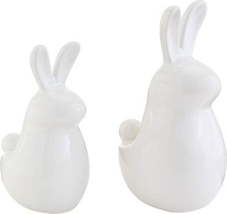 Ballard Designs Set of 2 Ceramic Bunnies - White - Ballard Designs
