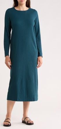 Eileen Fisher Long Sleeve Cotton Blend Jersey Dress in Round Neck Dress at Nordstrom Rack, Size Xx-Small