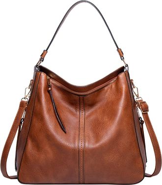 Generic Stylish Womens Large Designer Bag Elegant Faux Leather Bucket Purse for Ladies Everyday Use and Fashionable Outfits (Brown, One Size)