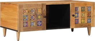 vidaXL Mesa De Caf&eacute; Natural 100 X 54 X 40 Cm Madera De Mango Maciza Vidaxl