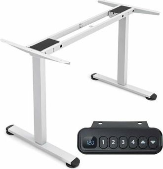 Costway Costway Estructura El&eacute;ctica Para Escritorio Doble Motor, Base Altura Y Ancho Regulable, Soporte De Escritorio Ergon&oacute;mico Sentados O De Pie Control Con